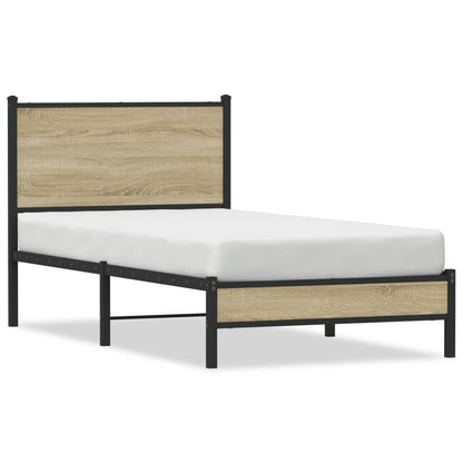 Sonoma Oak Metal Bed Frame 90x200 cm - Mattress Not Included