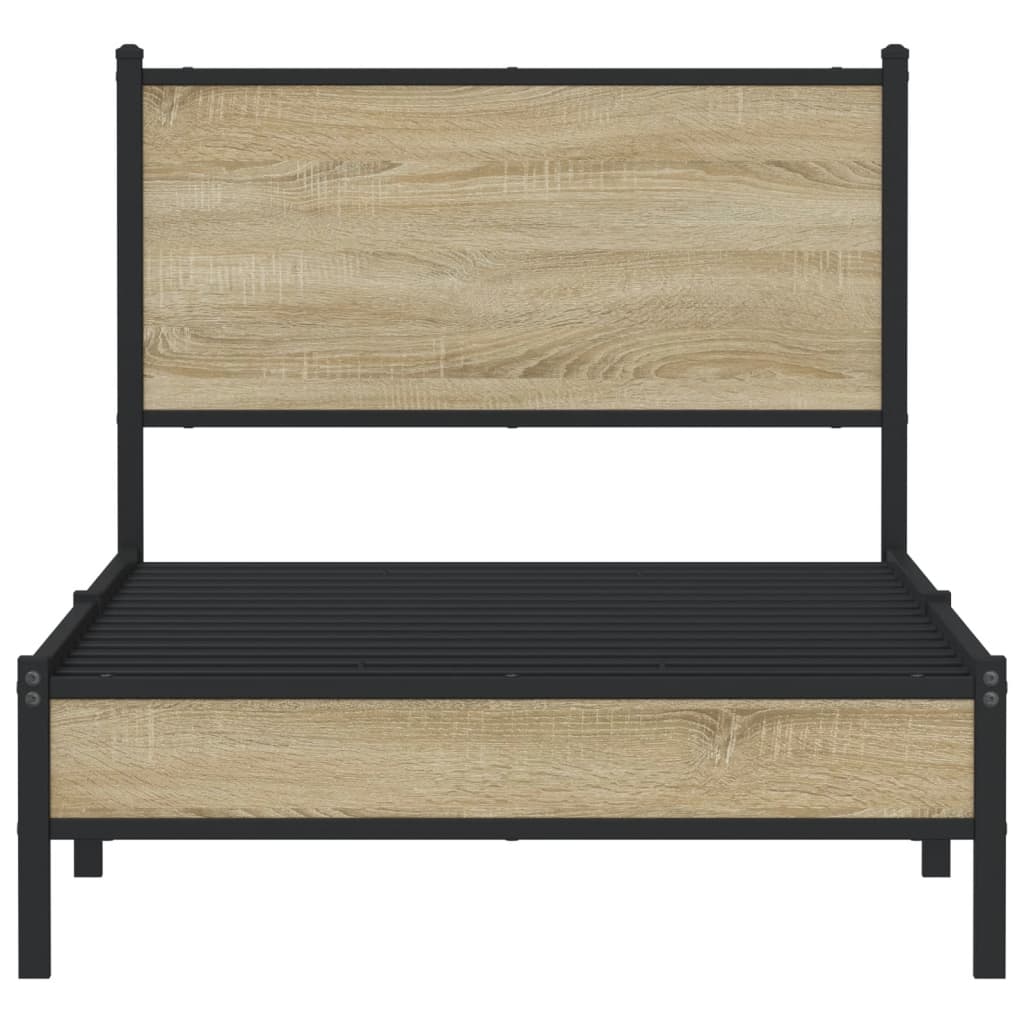 Sonoma Oak Metal Bed Frame 90x200 cm - Mattress Not Included