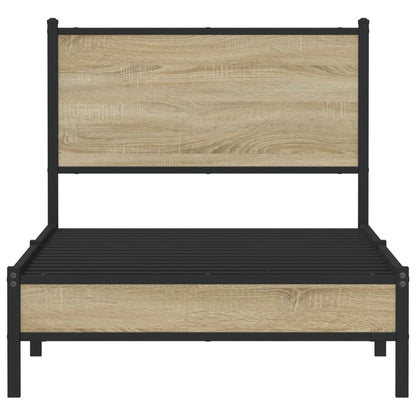 Sonoma Oak Metal Bed Frame 90x200 cm - Mattress Not Included