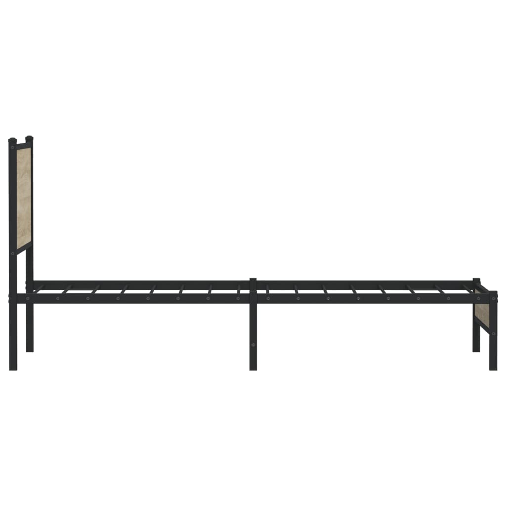 Sonoma Oak Metal Bed Frame 90x200 cm - Mattress Not Included