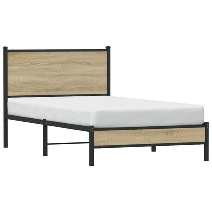 Sonoma Oak Metal Bed Frame 100x200 cm - Mattress Not Included