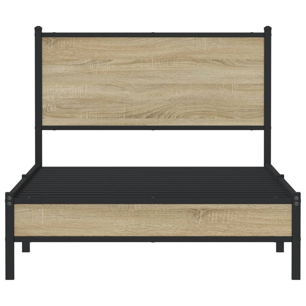 Sonoma Oak Metal Bed Frame 100x200 cm - Mattress Not Included