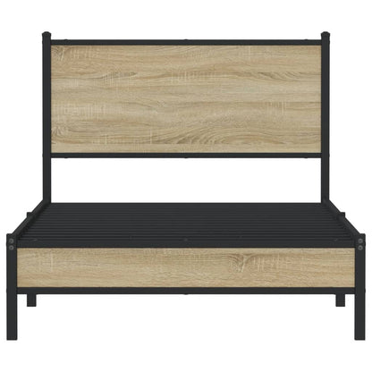 Sonoma Oak Metal Bed Frame 100x200 cm - Mattress Not Included