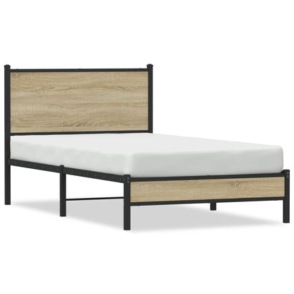 Sonoma Oak Metal Bed Frame 107x203 cm - Sturdy & Stylish Design