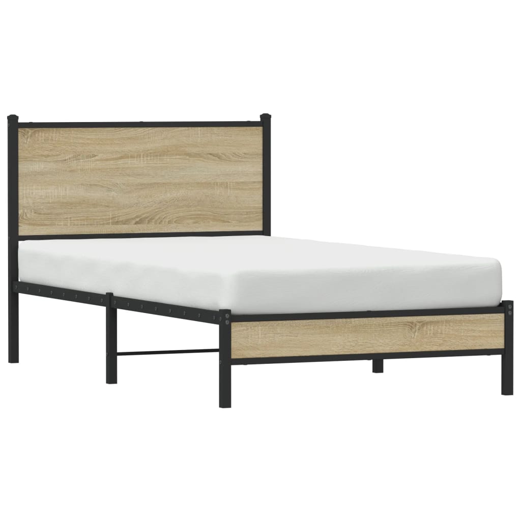 Sonoma Oak Metal Bed Frame 107x203 cm - Sturdy & Stylish Design