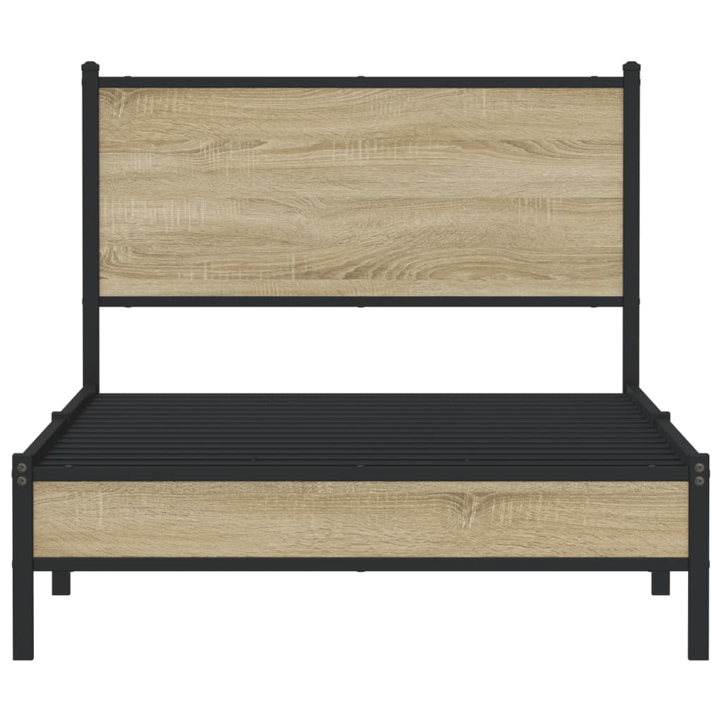 Sonoma Oak Metal Bed Frame 107x203 cm - Sturdy & Stylish Design