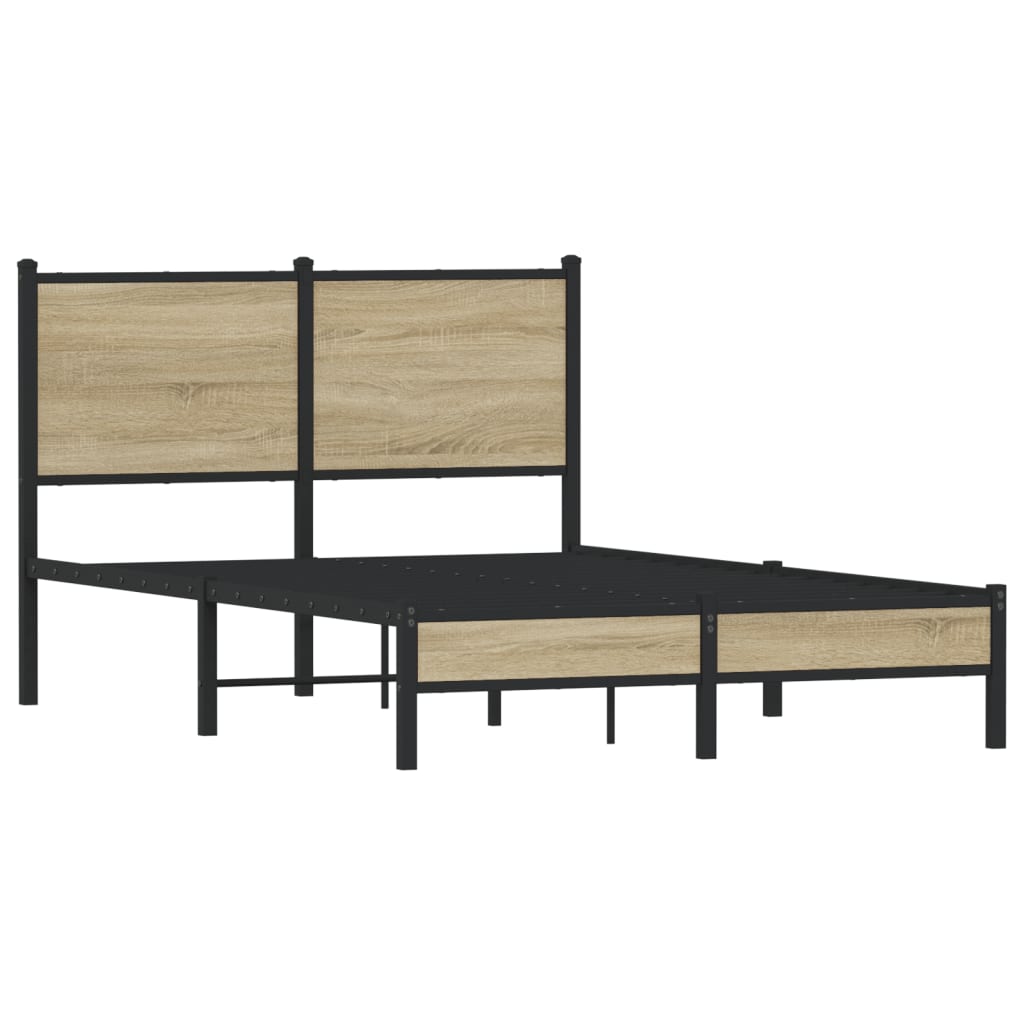 Sonoma Oak Metal Bed Frame 120x200 cm - Sturdy & Stylish Design