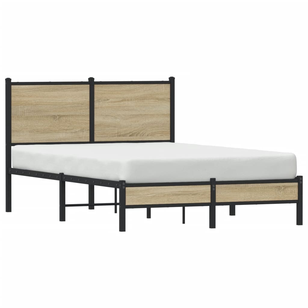 Sonoma Oak Metal Bed Frame 120x200 cm - Sturdy & Stylish Design