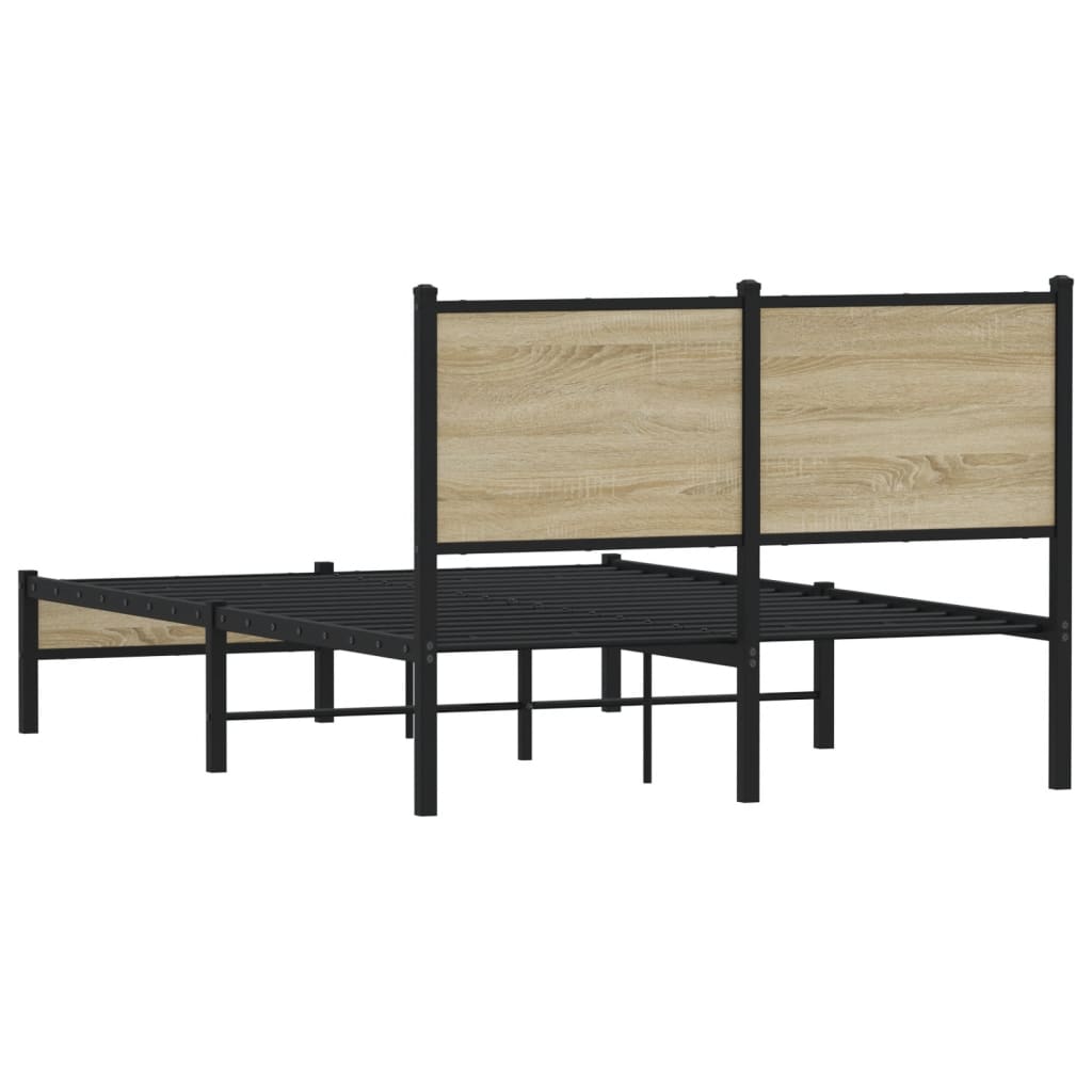 Sonoma Oak Metal Bed Frame 120x200 cm - Sturdy & Stylish Design