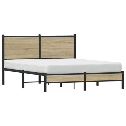 Sonoma Oak Metal Bed Frame 137x190 cm - Sturdy & Stylish Design