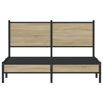 Sonoma Oak Metal Bed Frame 137x190 cm - Sturdy & Stylish Design