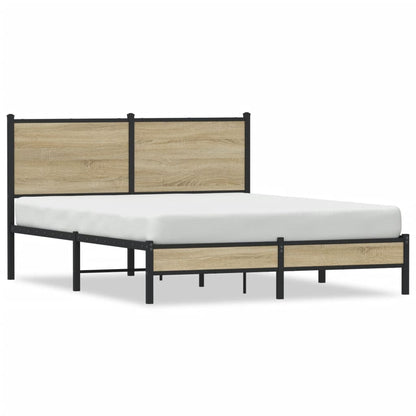 King Size Metal Bed Frame 150x200 cm - Sonoma Oak Finish