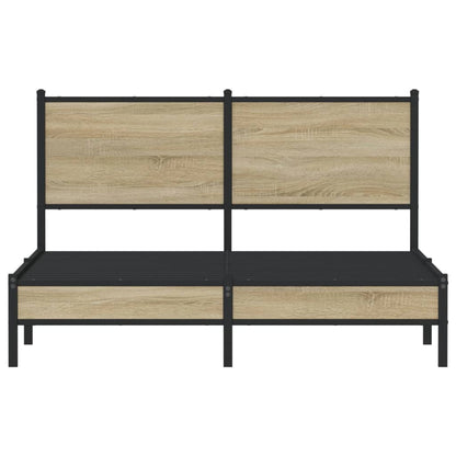 King Size Metal Bed Frame 150x200 cm - Sonoma Oak Finish