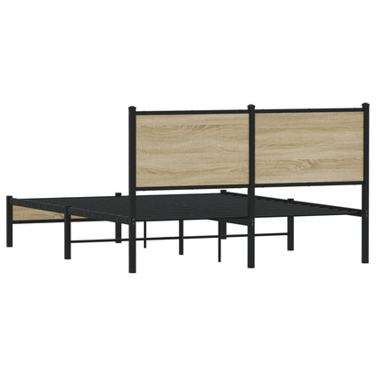 King Size Metal Bed Frame 150x200 cm - Sonoma Oak Finish