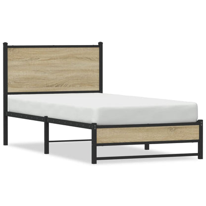 Sonoma Oak Metal Bed Frame 90x190 cm Single - No Mattress