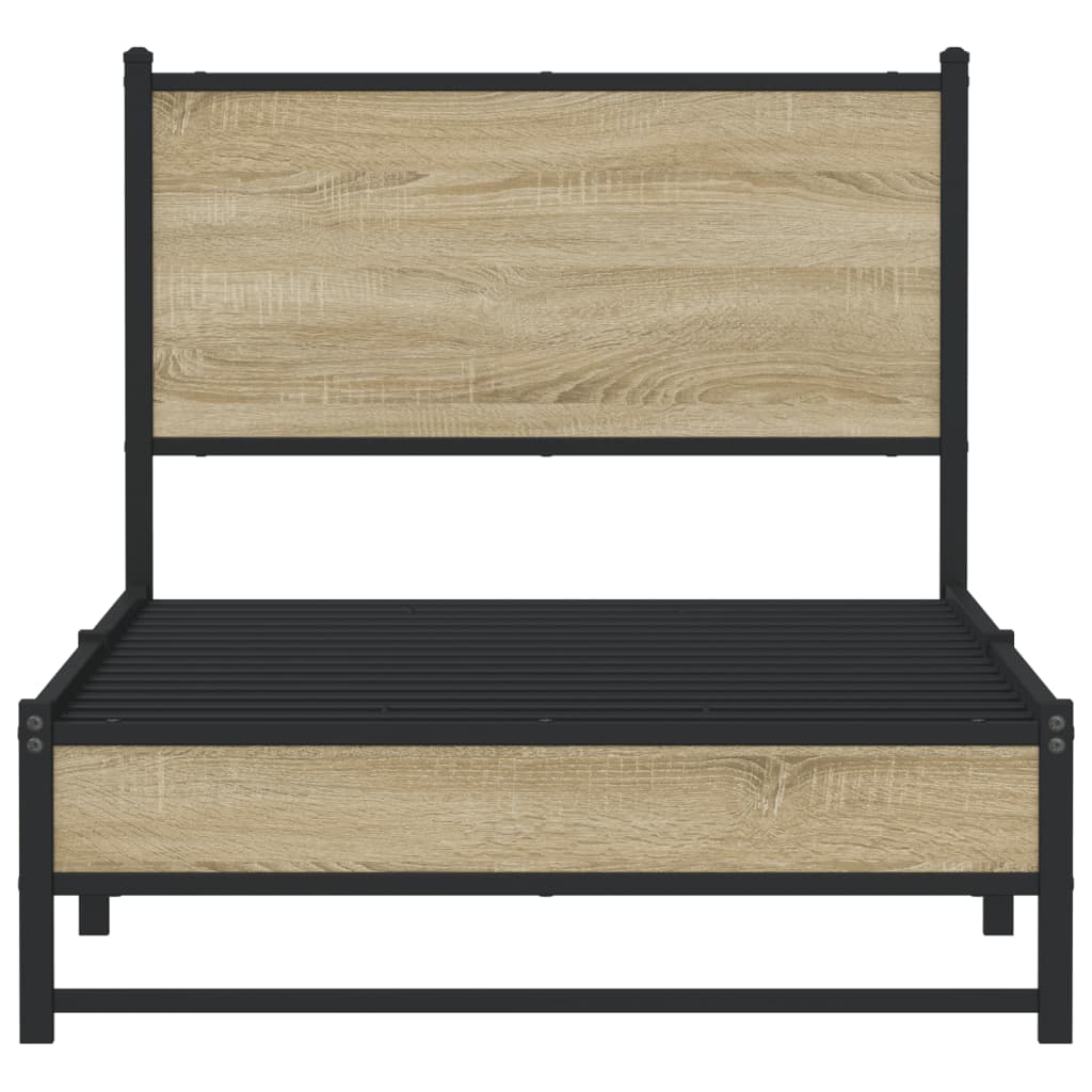 Sonoma Oak Metal Bed Frame 90x190 cm Single - No Mattress