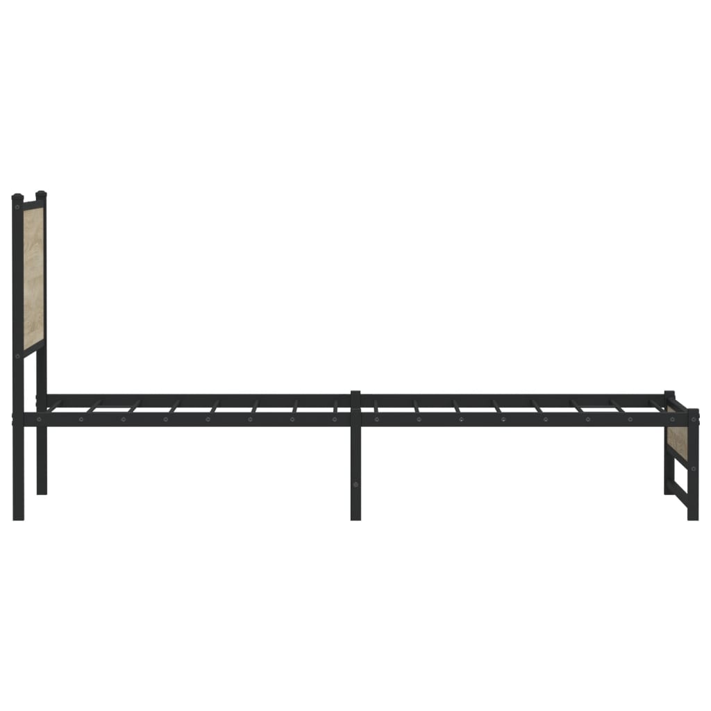 Sonoma Oak Metal Bed Frame 90x190 cm Single - No Mattress