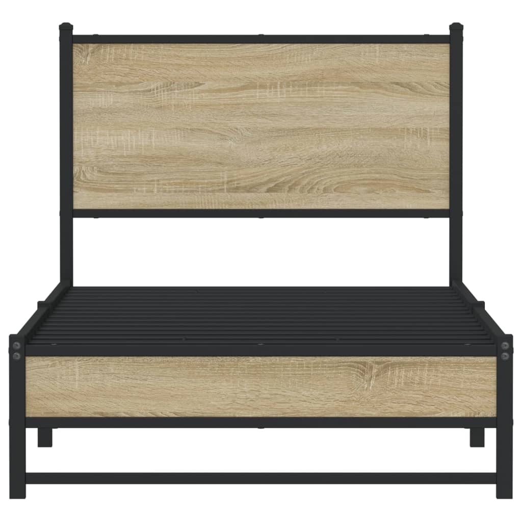 Sonoma Oak Metal Bed Frame 90x200 cm - Stylish & Sturdy Design
