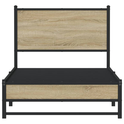 Sonoma Oak Metal Bed Frame 90x200 cm - Stylish & Sturdy Design