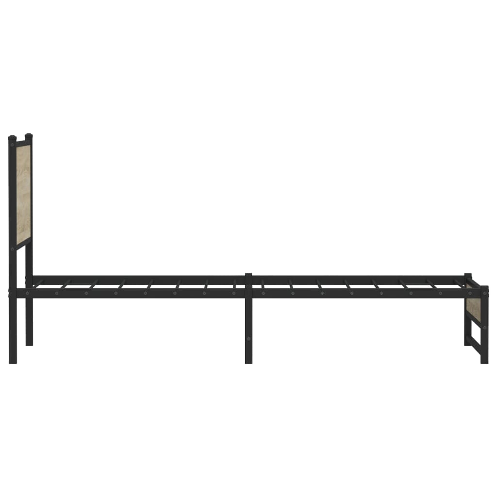 Sonoma Oak Metal Bed Frame 90x200 cm - Stylish & Sturdy Design
