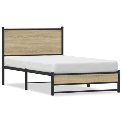 Sonoma Oak Metal Bed Frame 100x190 cm - Sturdy & Stylish Design