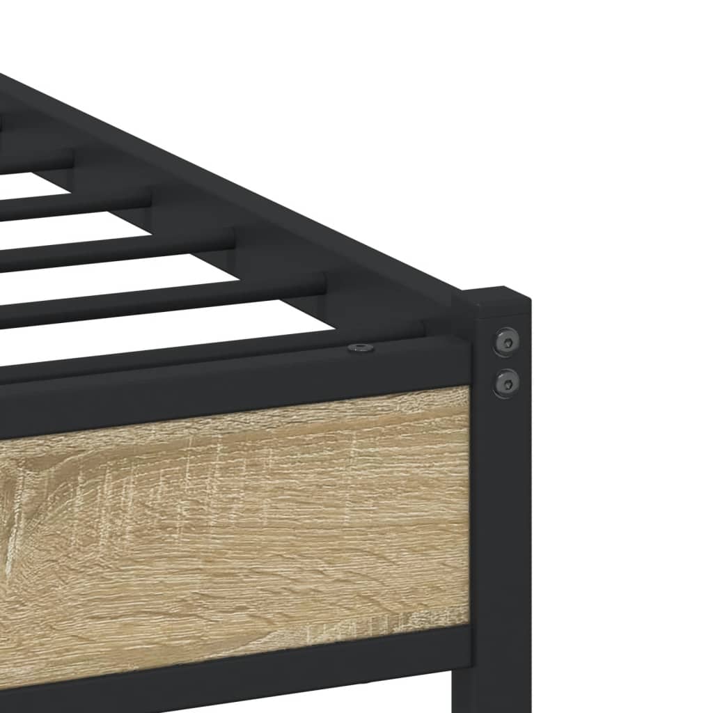 Sonoma Oak Metal Bed Frame 100x190 cm - Sturdy & Stylish Design