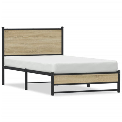 Sonoma Oak Metal Bed Frame 107x203 cm - No Mattress Included