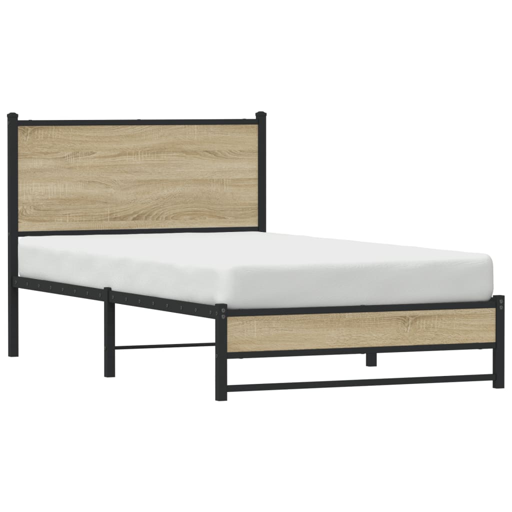 Sonoma Oak Metal Bed Frame 107x203 cm - No Mattress Included