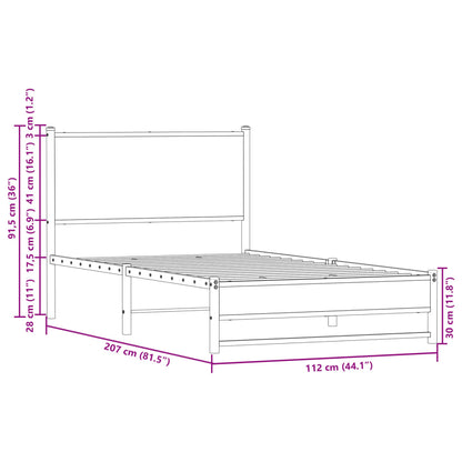 Sonoma Oak Metal Bed Frame 107x203 cm - No Mattress Included