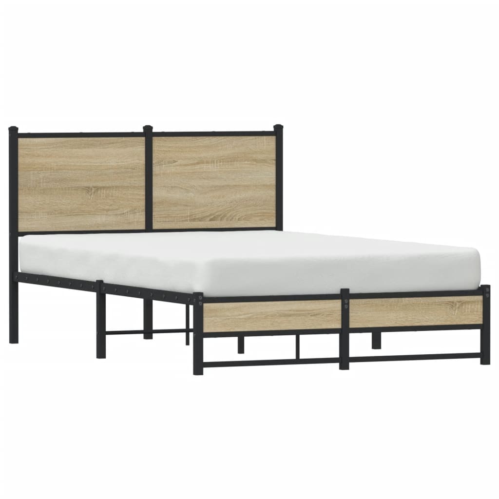 Sonoma Oak Metal Bed Frame 120x200 cm - No Mattress Included