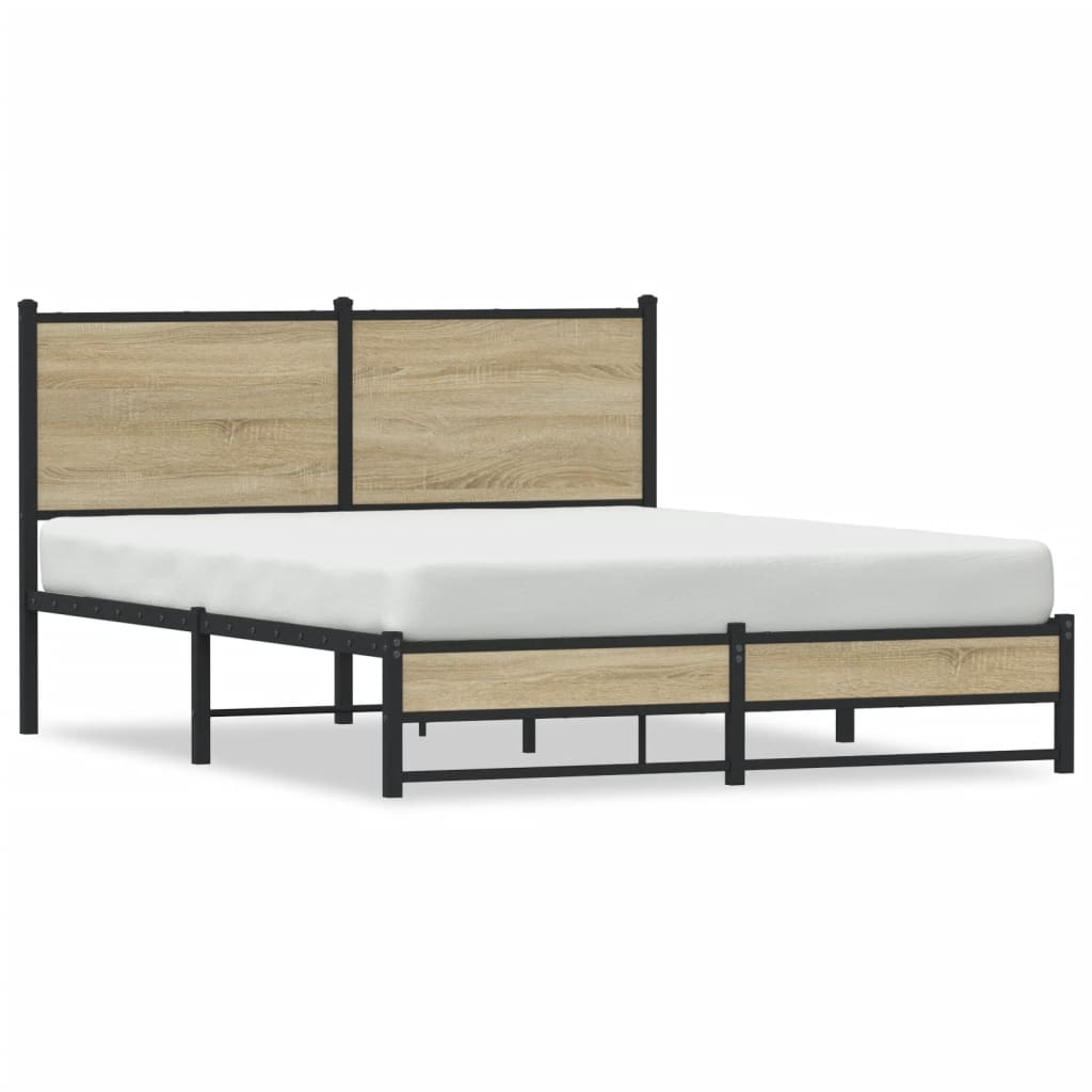 Sonoma Oak Metal Bed Frame 137x190 cm - No Mattress Included