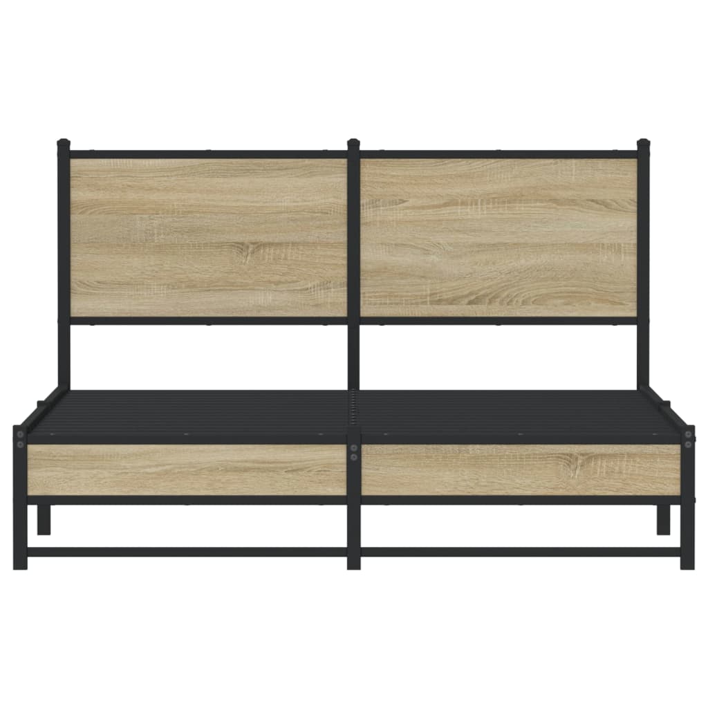 Sonoma Oak Metal Bed Frame 140x190 cm - Sturdy, Stylish Design