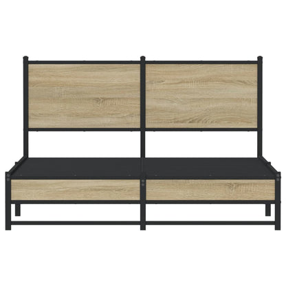 Sonoma Oak Metal Bed Frame 140x190 cm - Sturdy, Stylish Design