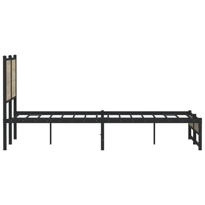 King Size Metal Bed Frame - Sonoma Oak Finish, 150x200 cm