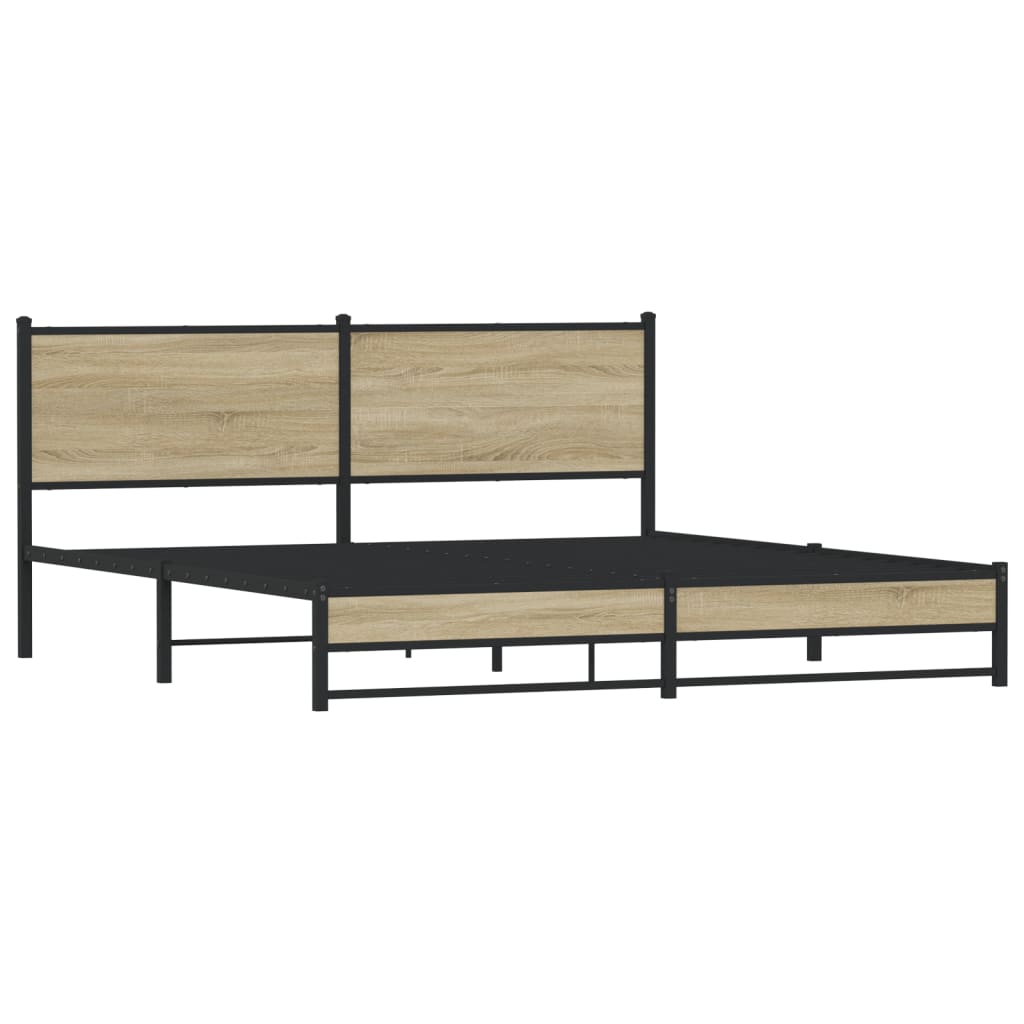 Sonoma Oak Metal Bed Frame 160x200 cm – Sturdy & Stylish Design