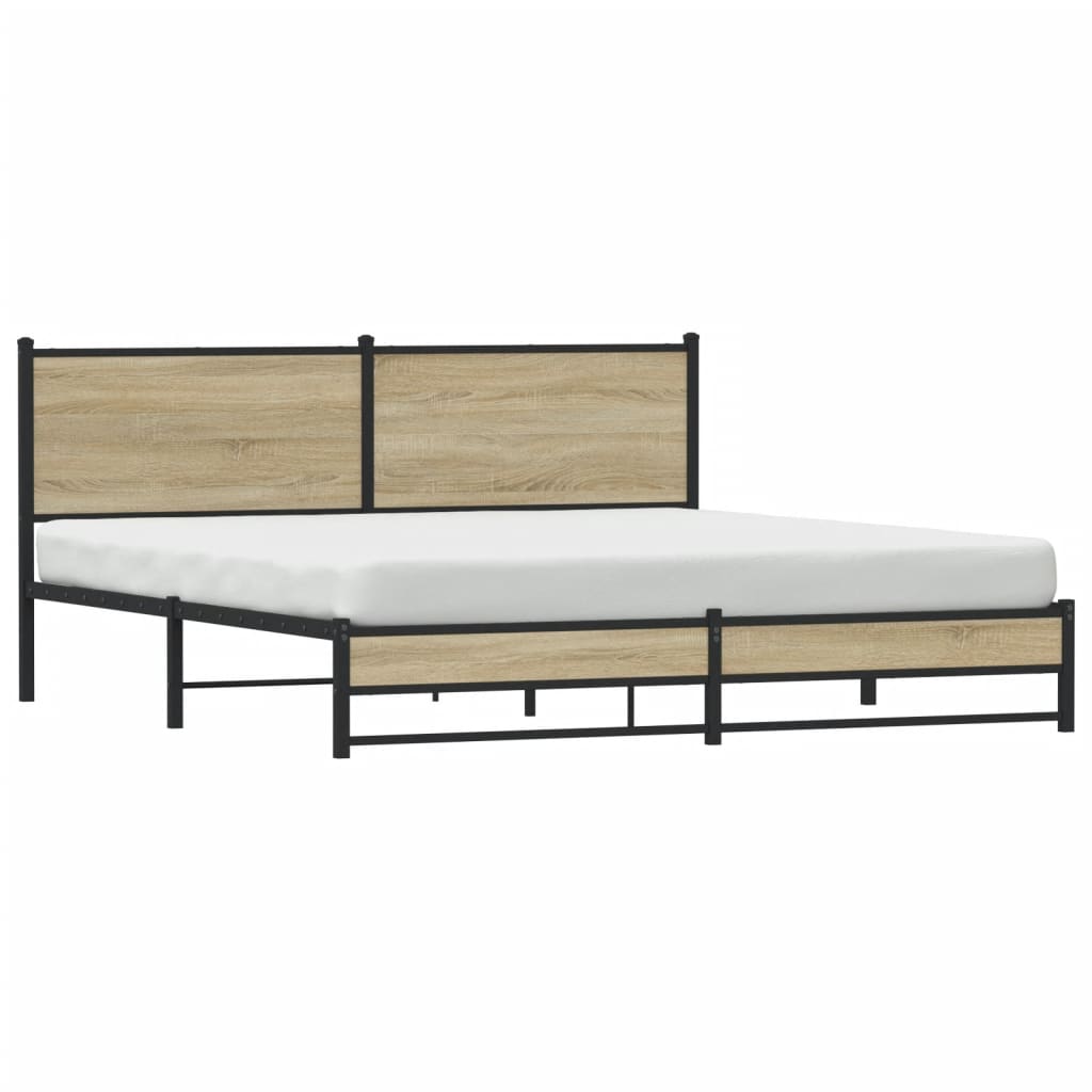 Sonoma Oak Metal Bed Frame 160x200 cm – Sturdy & Stylish Design