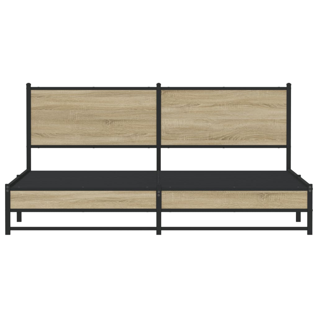 Sonoma Oak Metal Bed Frame 160x200 cm – Sturdy & Stylish Design