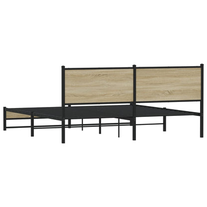Sonoma Oak Metal Bed Frame 160x200 cm – Sturdy & Stylish Design