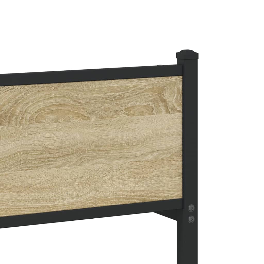 Sonoma Oak Metal Bed Frame 100x200 cm - Stylish & Sturdy