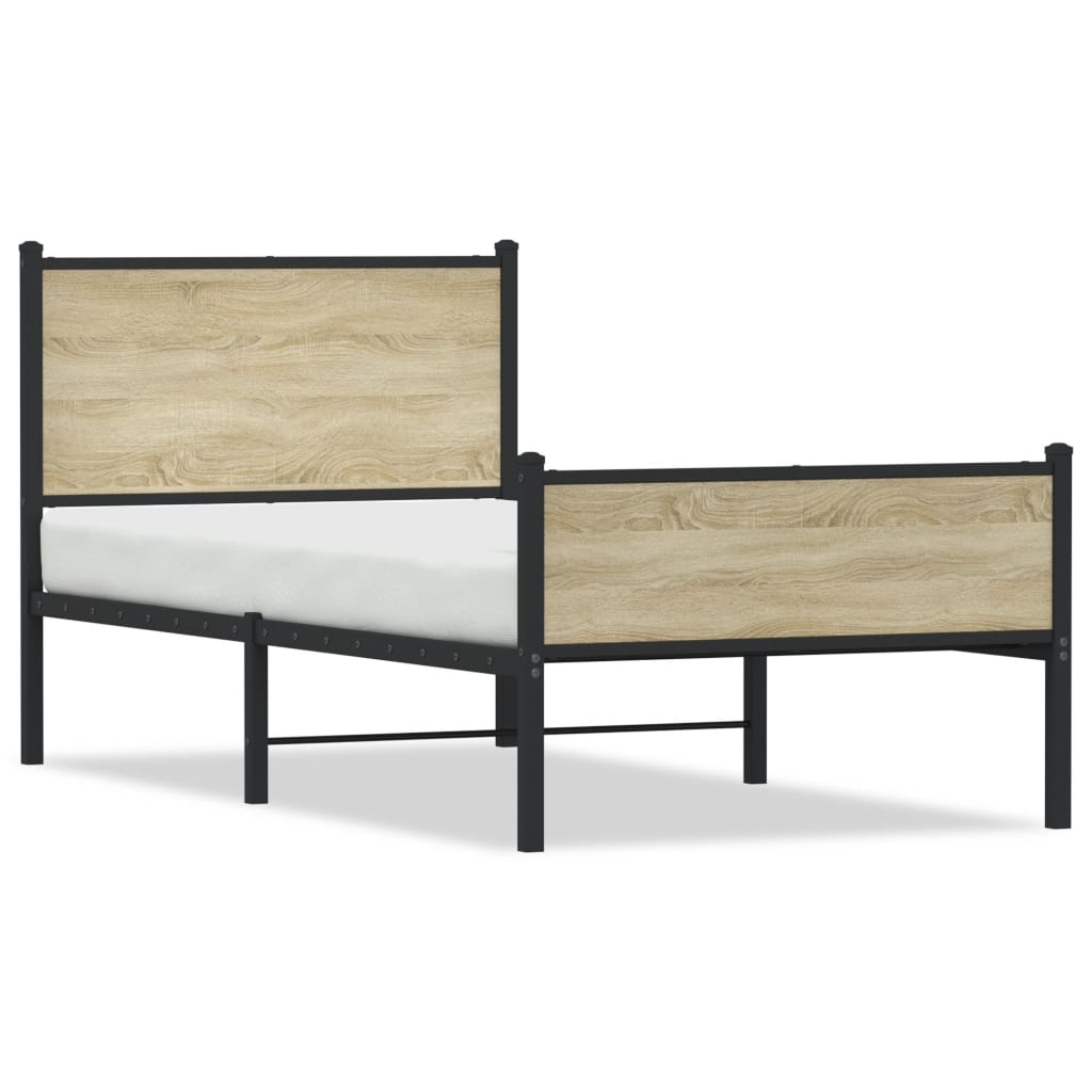Sonoma Oak Metal Bed Frame 107x203 cm - Mattress Not Included