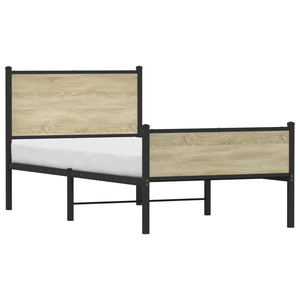 Sonoma Oak Metal Bed Frame 107x203 cm - Mattress Not Included