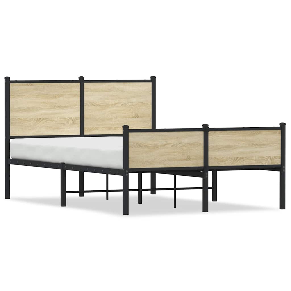 Small Double Metal Bed Frame Sonoma Oak 120x190 cm