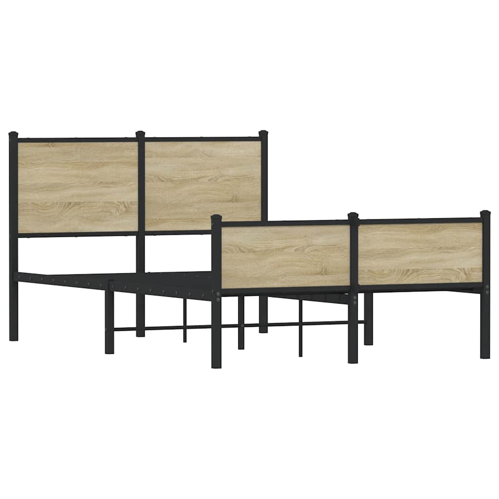 Small Double Metal Bed Frame Sonoma Oak 120x190 cm