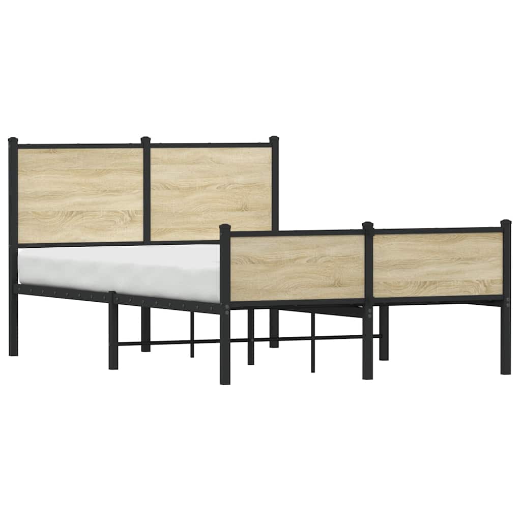 Small Double Metal Bed Frame Sonoma Oak 120x190 cm