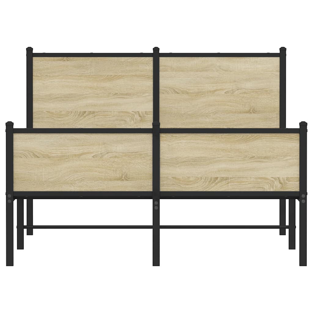 Small Double Metal Bed Frame Sonoma Oak 120x190 cm