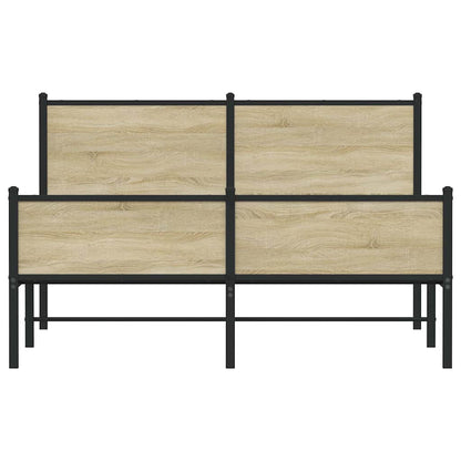 Sonoma Oak Metal Bed Frame 140x190 cm - Sturdy & Stylish Design