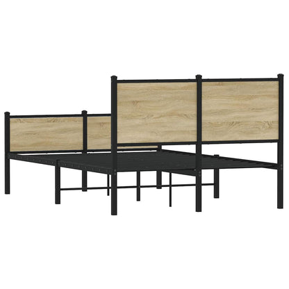 Sonoma Oak Metal Bed Frame 140x190 cm - Sturdy & Stylish Design