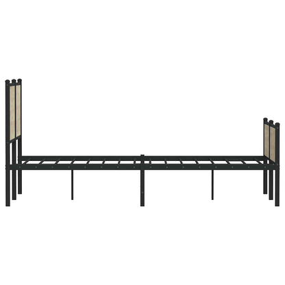 Sonoma Oak Metal Bed Frame 140x200 cm - Mattress Not Included