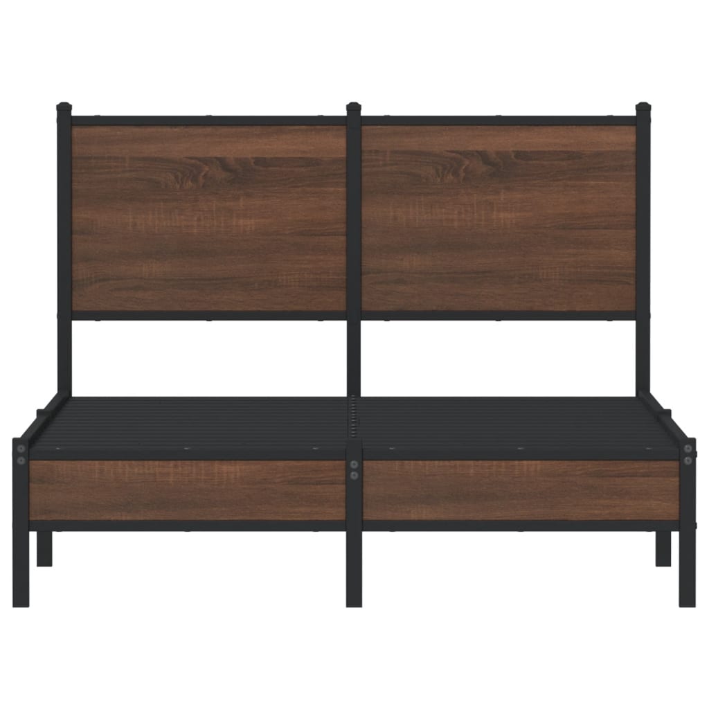 Brown Oak Metal Bed Frame, Small Double 120x190 cm
