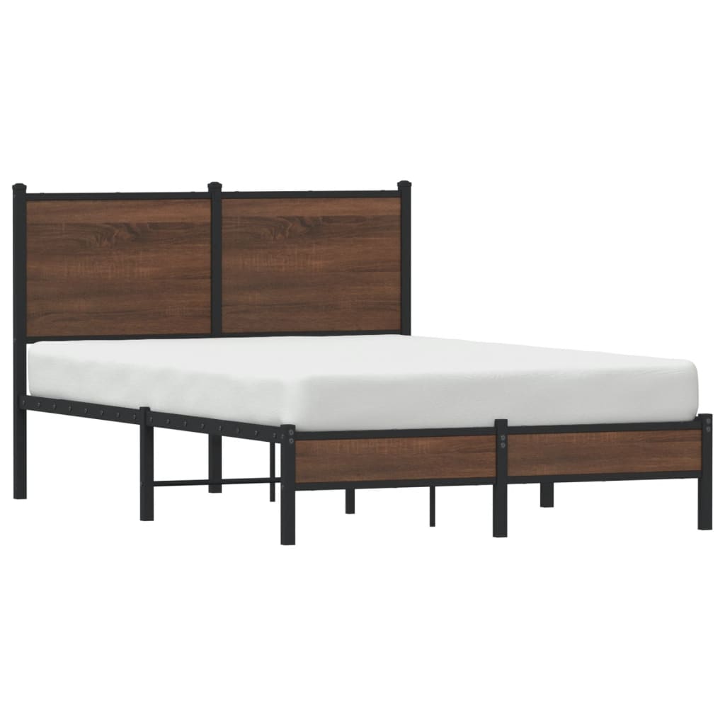 Brown Oak Metal Bed Frame 120x200 cm - Without Mattress